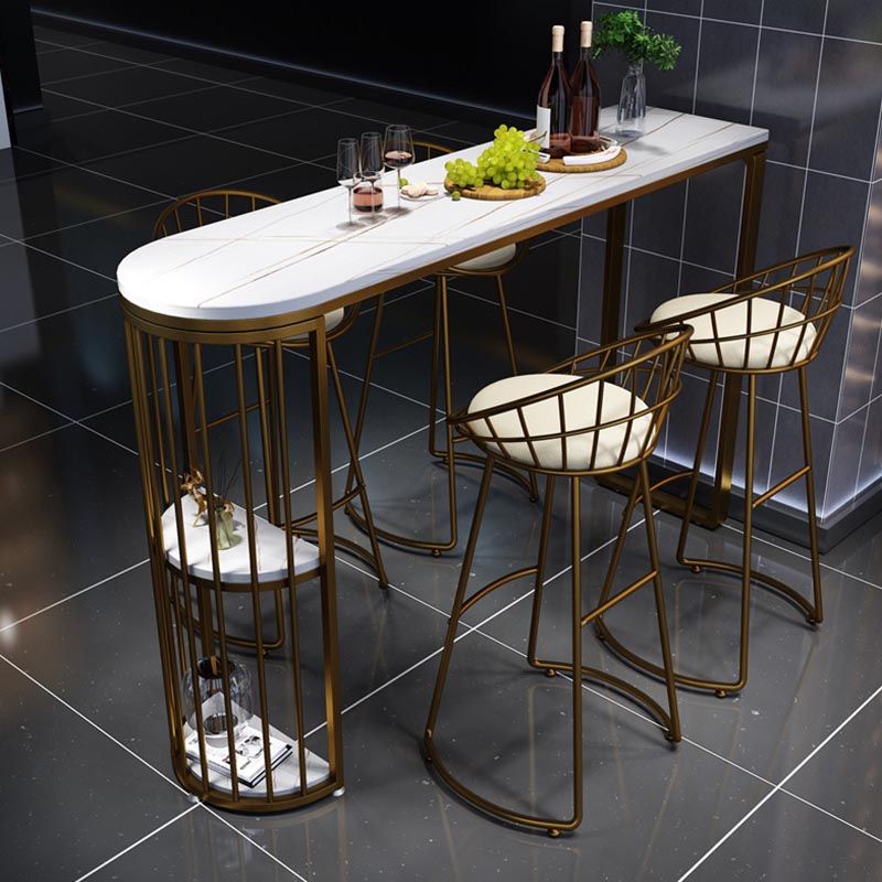 Modern 1/3/5 Pieces Bar Table Set Stone Counter Table with High Stools