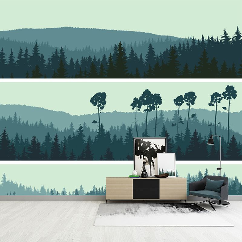 Blackish Green Forest Wall Mural Waterproofing Wall Covering for Accent Wall, Custom Size