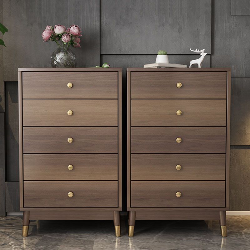Glam Vertical Storage Chest Bedroom Wooden Chest with Drawers