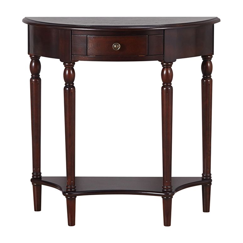 Solid Wood Half Moon Console Table 1-drawer End Table for Hall