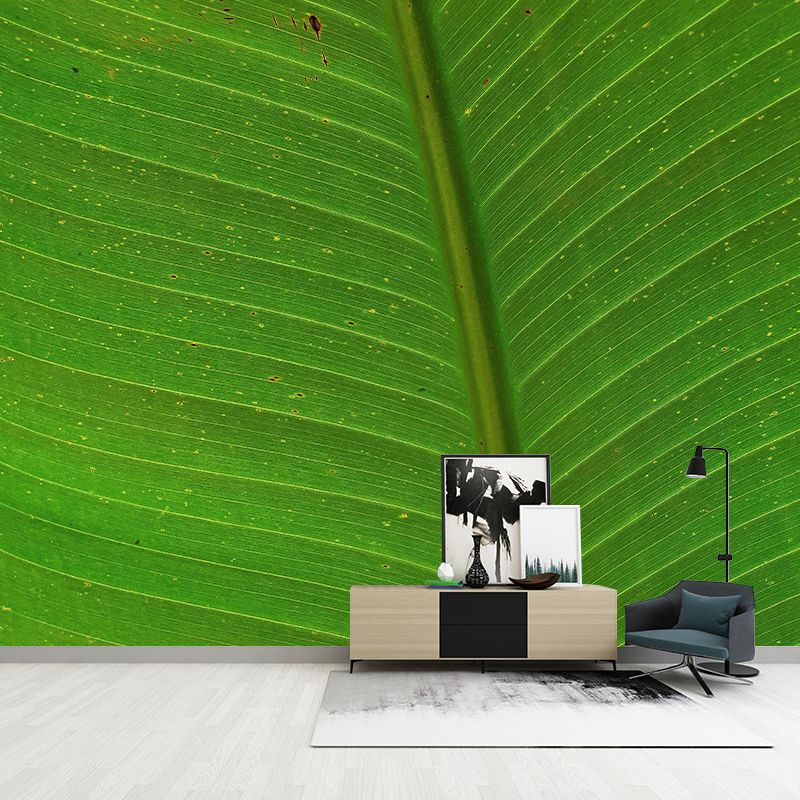 Green Plant Wall Mural with Leaf Surface Pattern for Living Room Home Decor