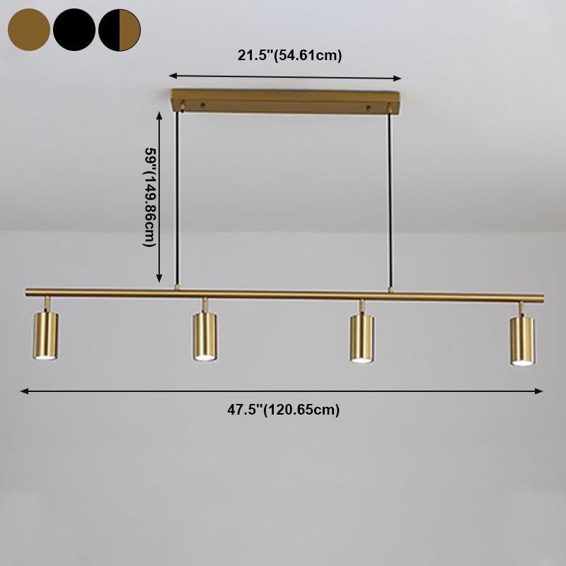 Zeitgenössische Anhängerleuchten Zylindermetall 4 Light Island Kronleuchter