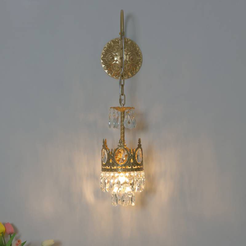 Nordic Style Wall Mount Light Cylinder Shape Crystal Wall Lamp for Bedroom