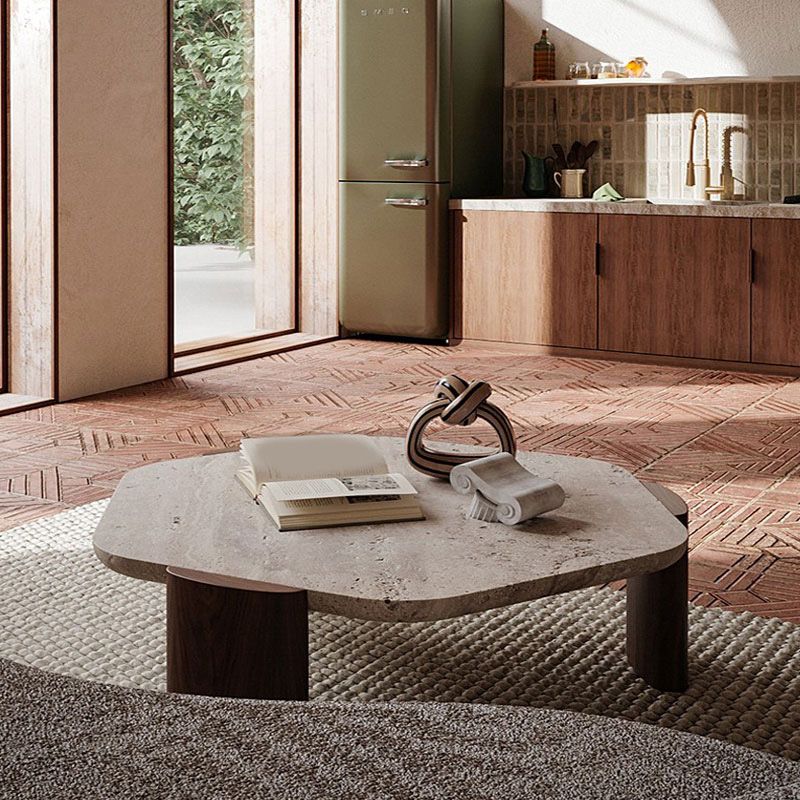 Contemporary Coffee Table Single Stone Coffee Cocktail Table