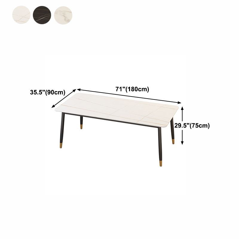 Mesa de comedor moderna de imitación de mármol con acabado mate, rectangular, 4 patas