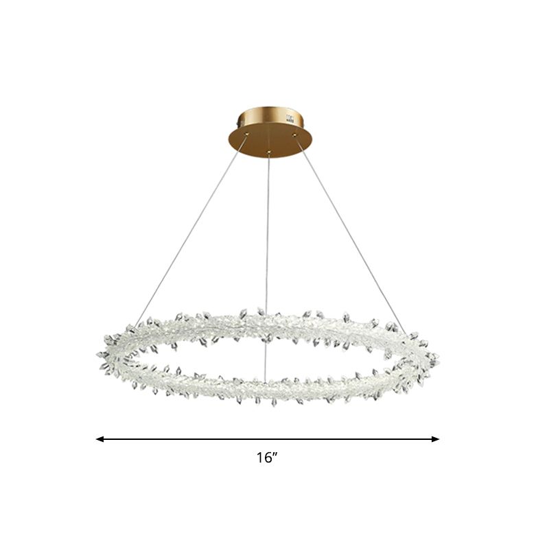 Ring Parlon Suspensie Lamp Modern Clear Crystal Spears Goud LED Kroonluchter Licht armatuur, 16 "/19,5" breed