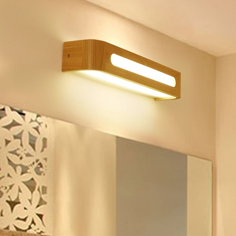 Log kleur LED -wand sconce in moderne beknopte stijl houten rechthoekige wandlamp met acrylschaduw