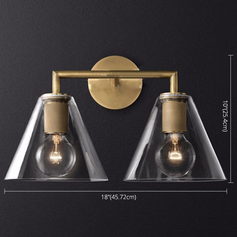 Retro Minimalist Style Cone Sconce Light Fixture Glass Sconces for Bedroom