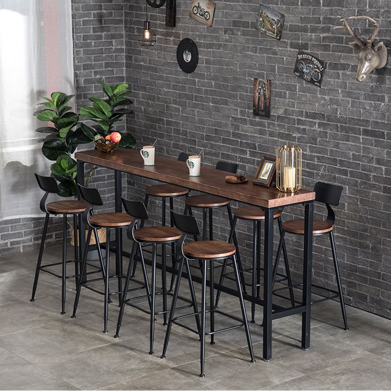 Industrial Rectangle Bar Height Table Solid Wood Bar Table with Trestle Base