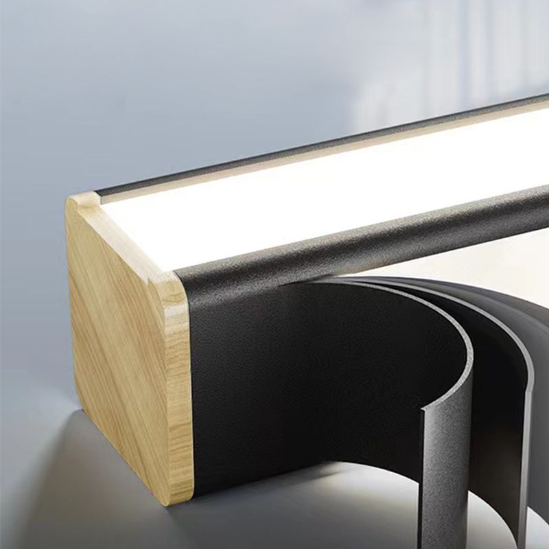 Linear Contemporary Style Island Light Long Strip Kitchen Bar Lighting Fixture in Black
