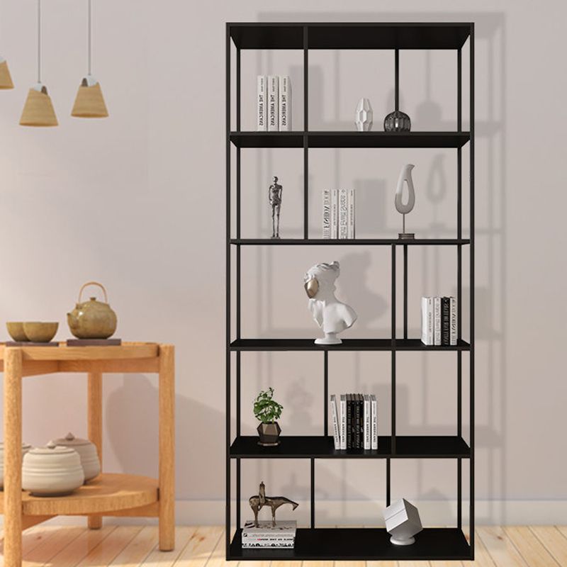 Contemporary Iron Open Etagere Bookshelf Multi Shelf Vertical Bookcase for Study Room