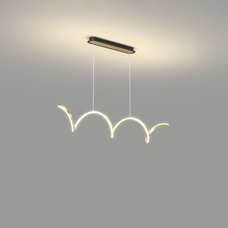 Modern Minimalist LED Island Light Acrylic Linear Hanging Lamp for Dining Room