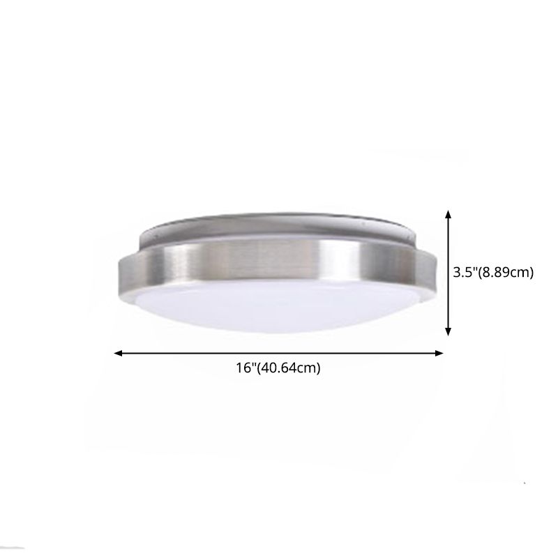 Silver Circular LED Ceiling Light in Modern Concise Style Aluminium Flush Mount with Acrylic Shade