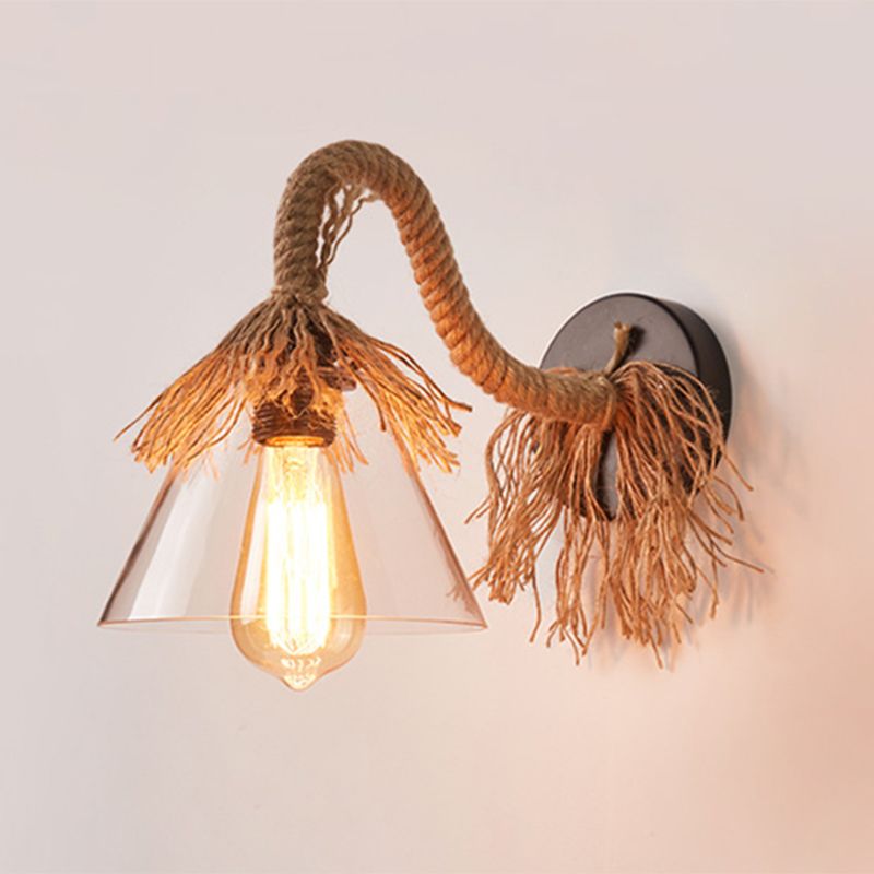 Gooseneck Stem Wall Light Sconce American Retro Style Glass 1 Light Sconces