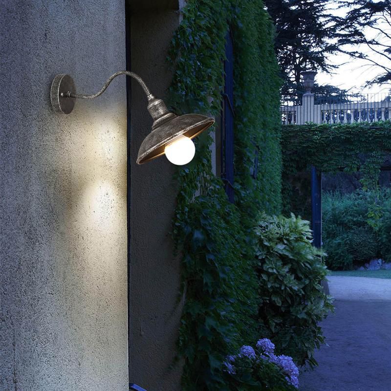Industrial Wall Sconce Geometric Shape Wall Light with Metal Shade for Courtyard