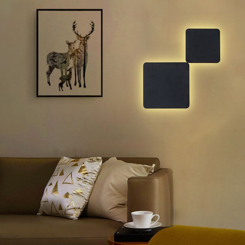 Simplicity Geometric Wall Sconce Metal 1 Light Wall Lighting Idea in Black