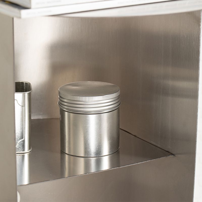 Contemporary Sofa Side Accent Table Metal with Storage Living Room Abstract