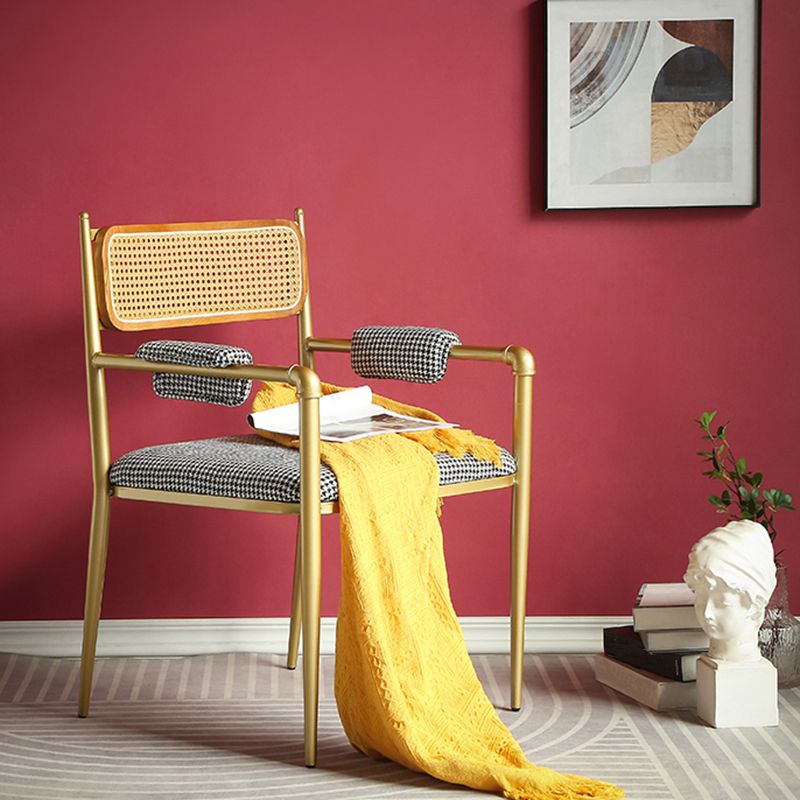 Sillas de comedor nórdicas con respaldo abierto, silla lateral para cocina con patas de metal