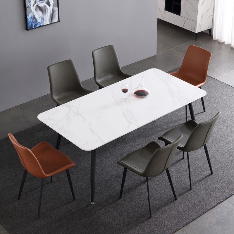 Industrial Sintered Stone Dining Table 4 Legs Base Rectangle Table for Home