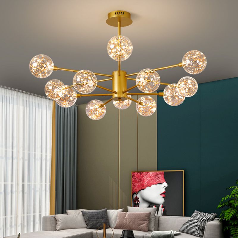 Luce a sospensione a sospensione globale con soffitto in vetro trasparente contemporaneo
