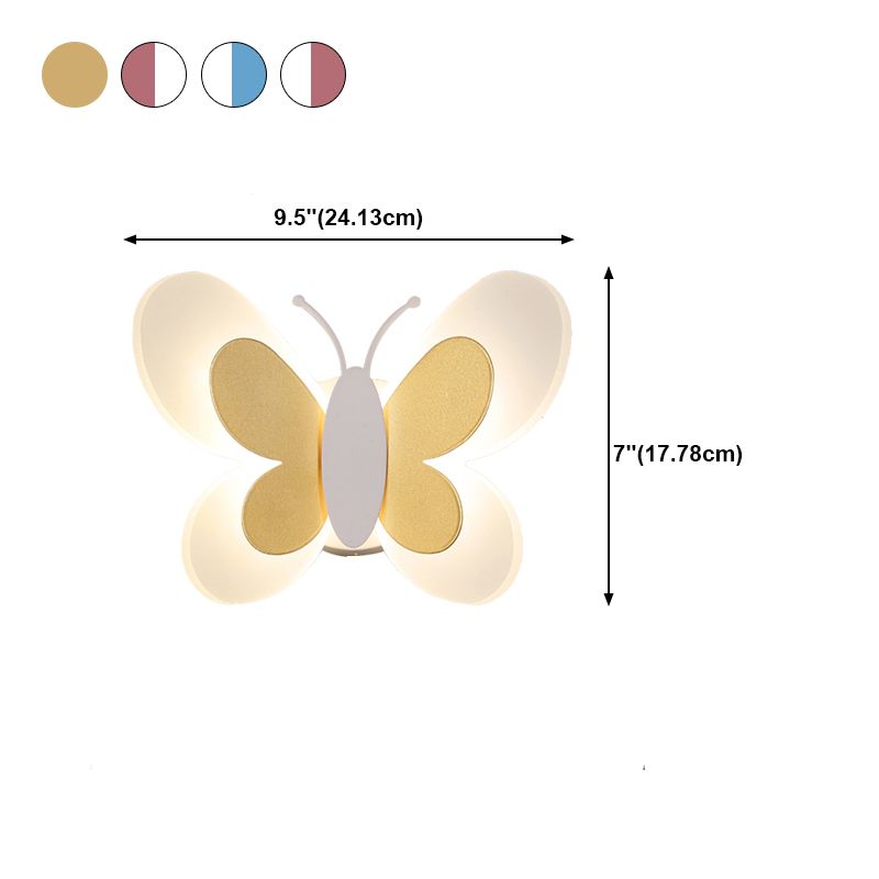 Modern Style Butterfly Shape Wall Sconce Metal 1 Light Wall Light for Bedroom