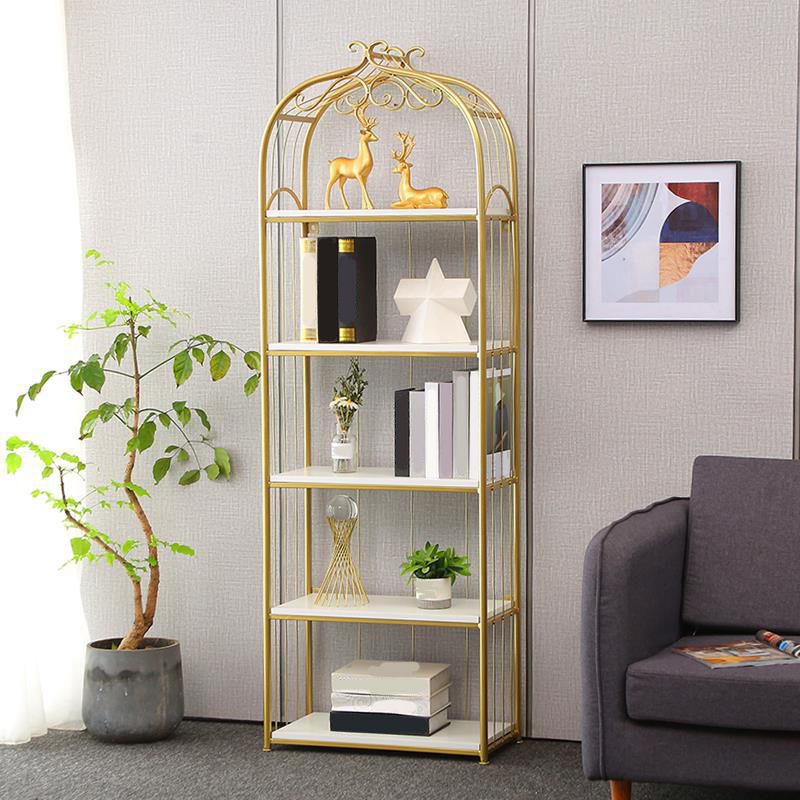 Gold Modern Bookshelf Etagere Metal Open Bookcase for Living Room