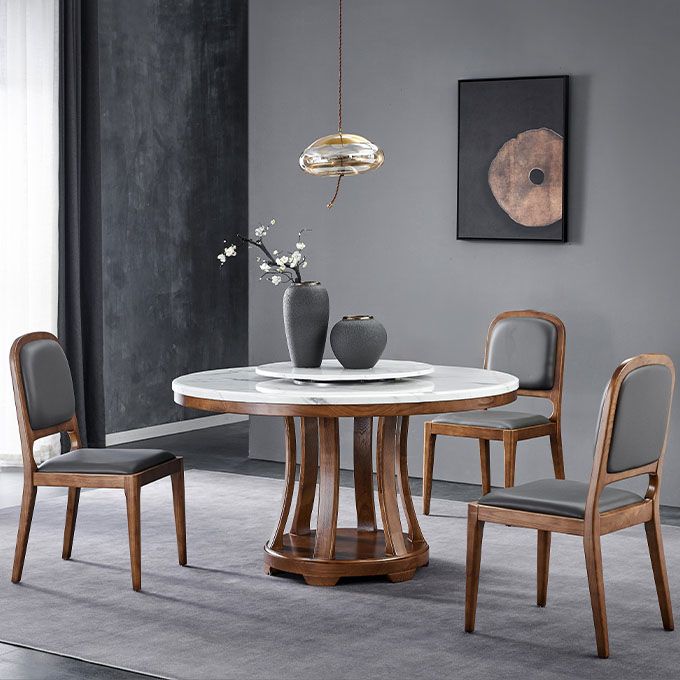 Chaises d'appoint de salle à manger en bois de style contemporain Chaises d'appoint de salle à manger à dossier ouvert (Ensemble de 2)