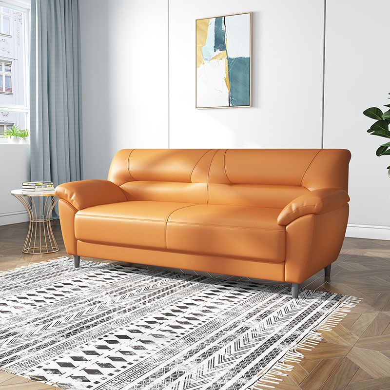 Polish Finish Sofa Pure Color Pillow Top Arm Sofa For Bonus Room