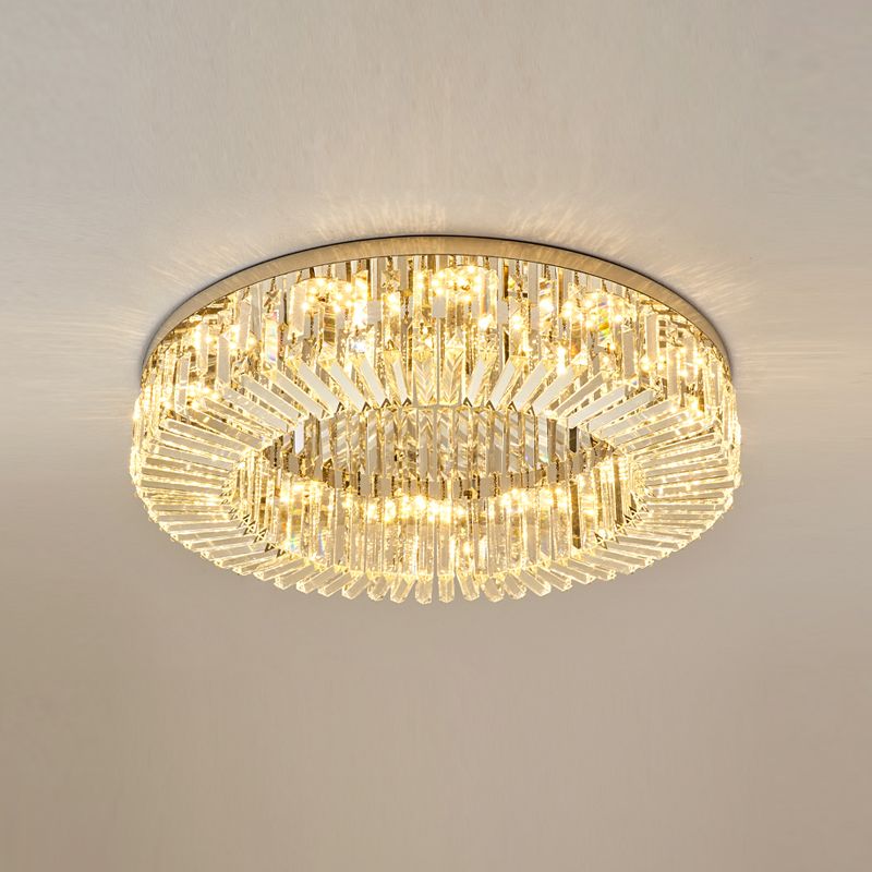 Round Modern Ceiling Mounted Lights LED Crystal Ceiling Mount Lighting for Living Room