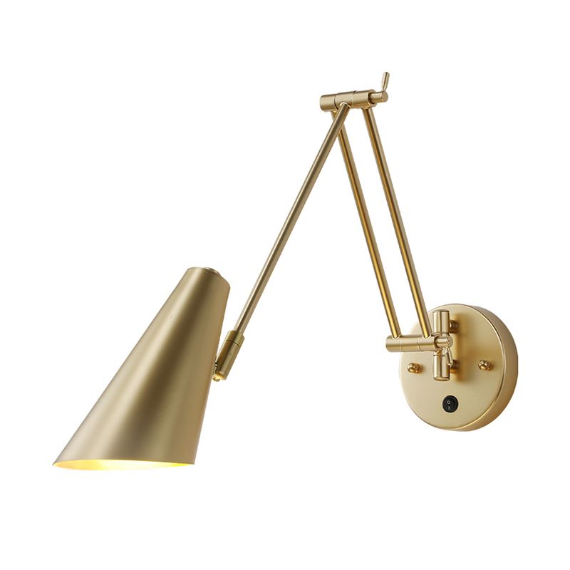 1-Light Wall Sconces Light Fixtures Modern Style Swing Arm Metallic Sconce Wall Lighting
