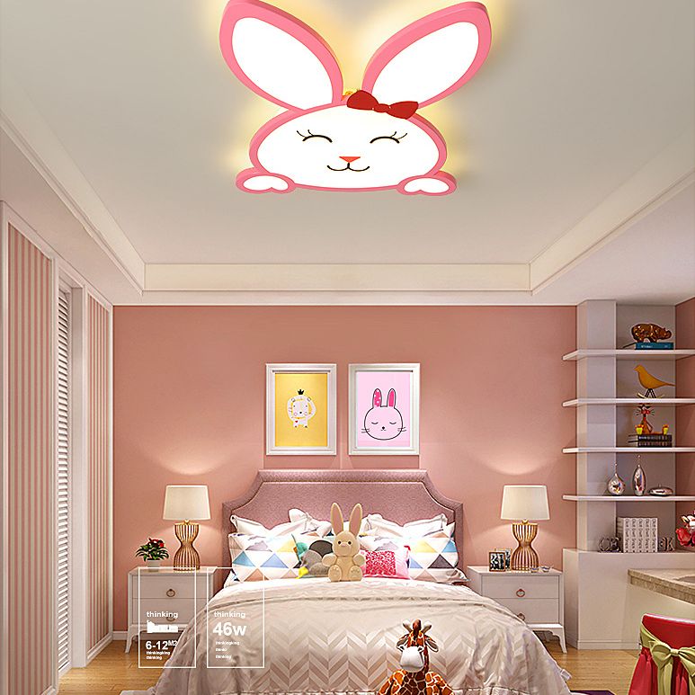 Animal Flushmount Lights Cartoon Acrylic Ceiling Mounted Fixture for Bedroom