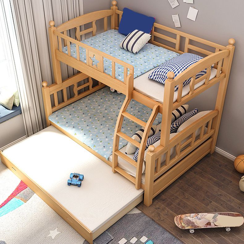Natural Beech Bunk Bed Modern Bedroom Bunk Bed with Footboard