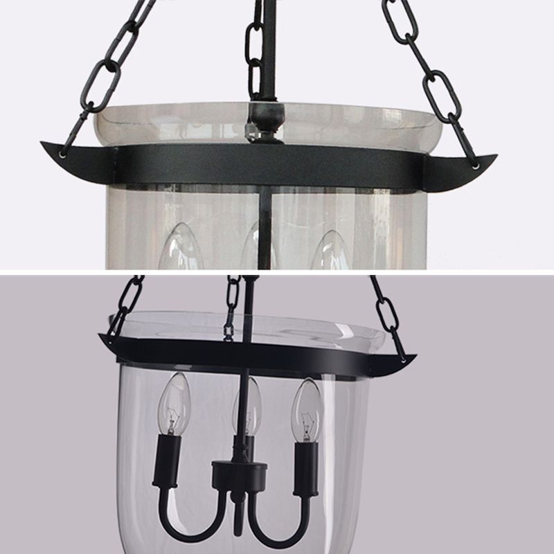 Industrial Creative Style Hanging Light Wrought Iron Pendant Light with Glass Shade