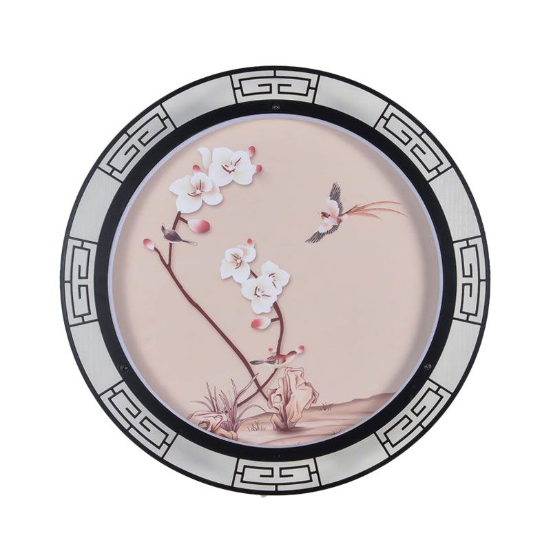 Pink Spring Blossom Sconce Mural Lamp Retro Fabric LED Wall Mounted Light Fixture for Guest Room