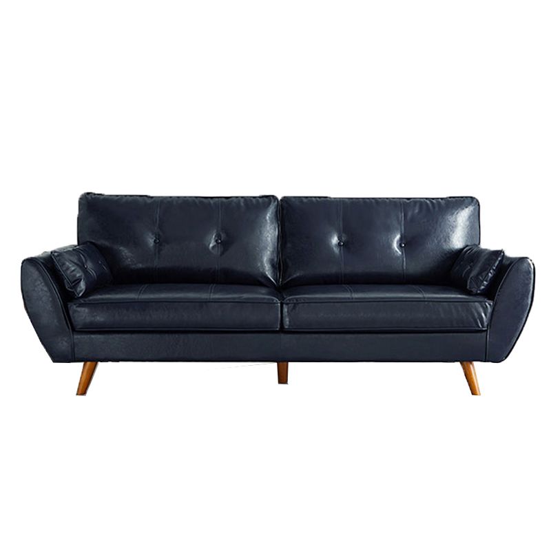 Faux Leather Contemporary Tufted Standard Flared Arm Settee Sofa