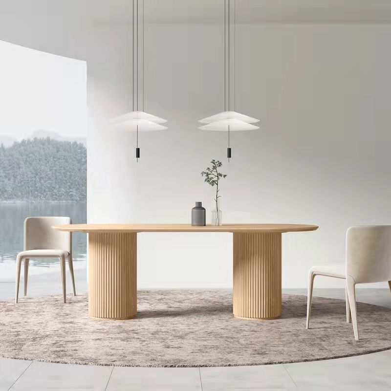 Modern Style Oval Shape Office Desk Wooden Task Desk with 2-Legs for Office