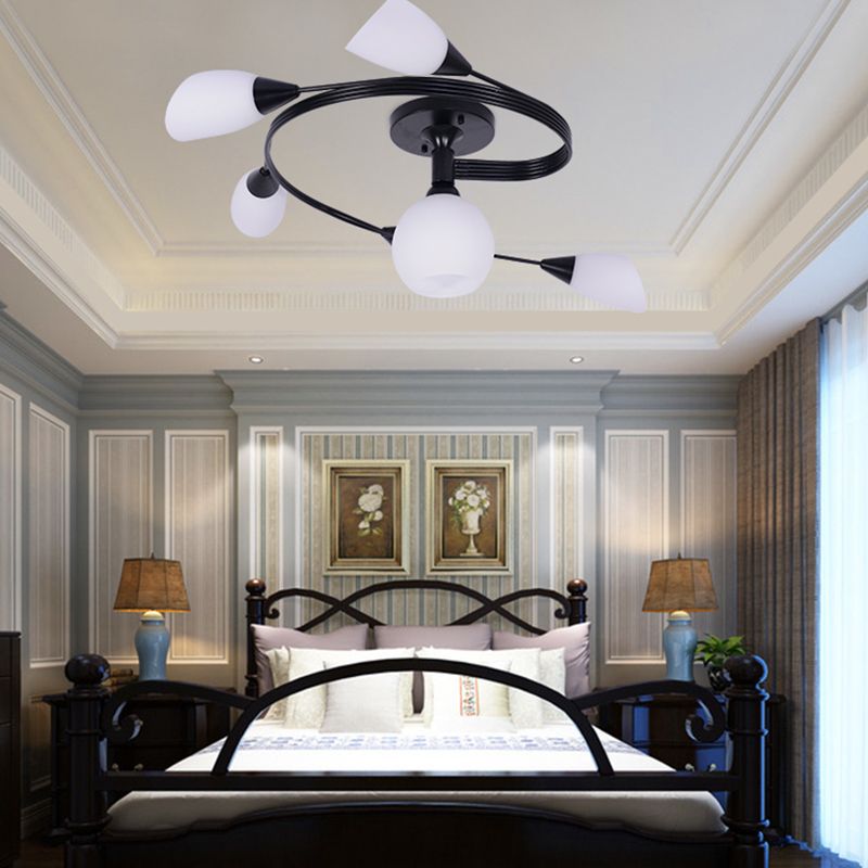 Plafonnier semi-encastré en verre, éclairage de plafond classique en métal pour salle à manger