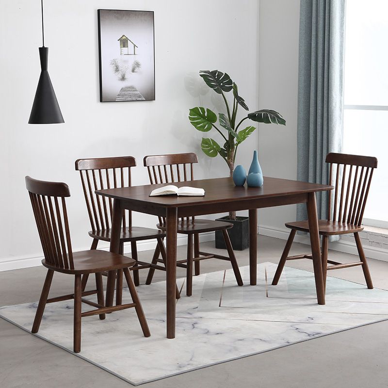 Contemporary Solid Wood Rectangle Shape Dining Furniture 4 Wood Legs Formal for Dining Furniture