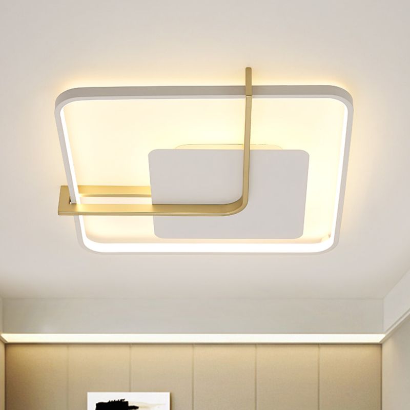 Squared Thin Ceiling Flushmount Lamp Minimalism Acrylic Black/White-Gold LED Flush Light Fixture with Right Angle Curve