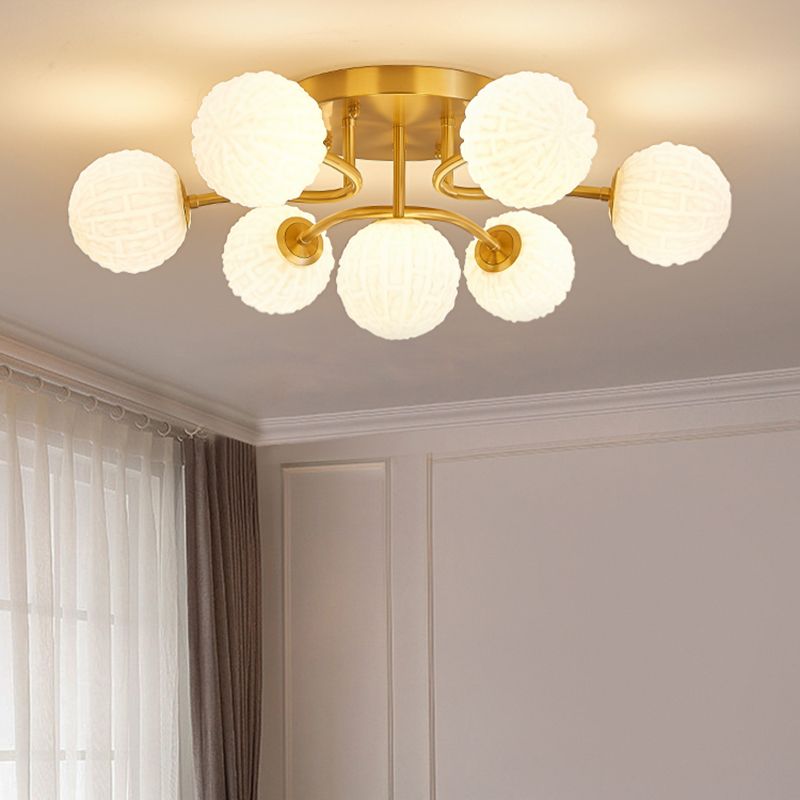 Ball Shape Glass Flush Light Modern Style Multi Lights Flush Mount Fixture