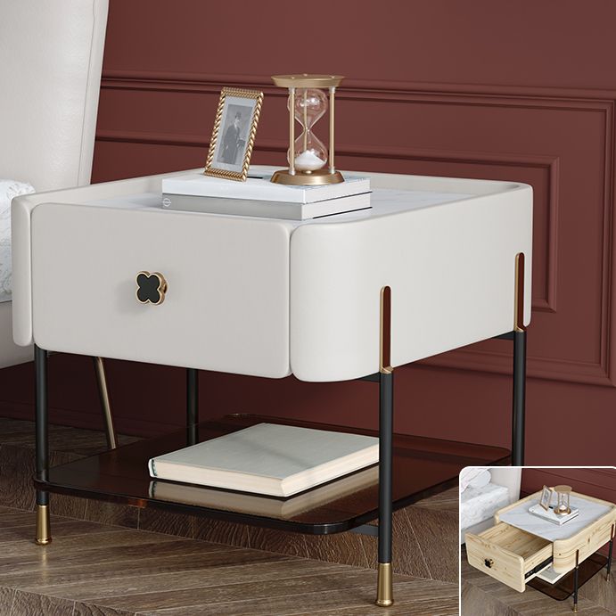 Contemporary Storage Night Table 1 Drawer Wood Bed Nightstand