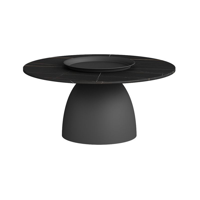 Mid-Century Modern Pedestal Metal Tray Top Round Single Coffee Table