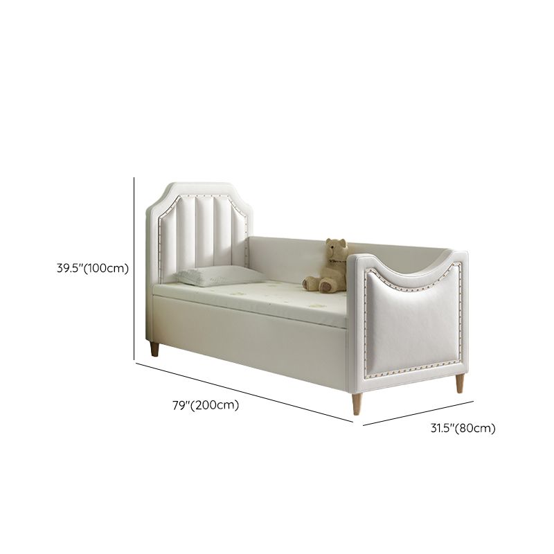 Contemporary Kids Bed Faux Leather Princess with Guardrails in White
