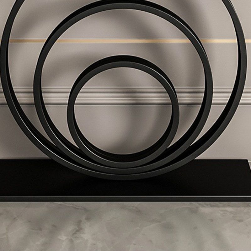 Modern Iron Console Sofa Table Half Moon Stone End Table for Hall