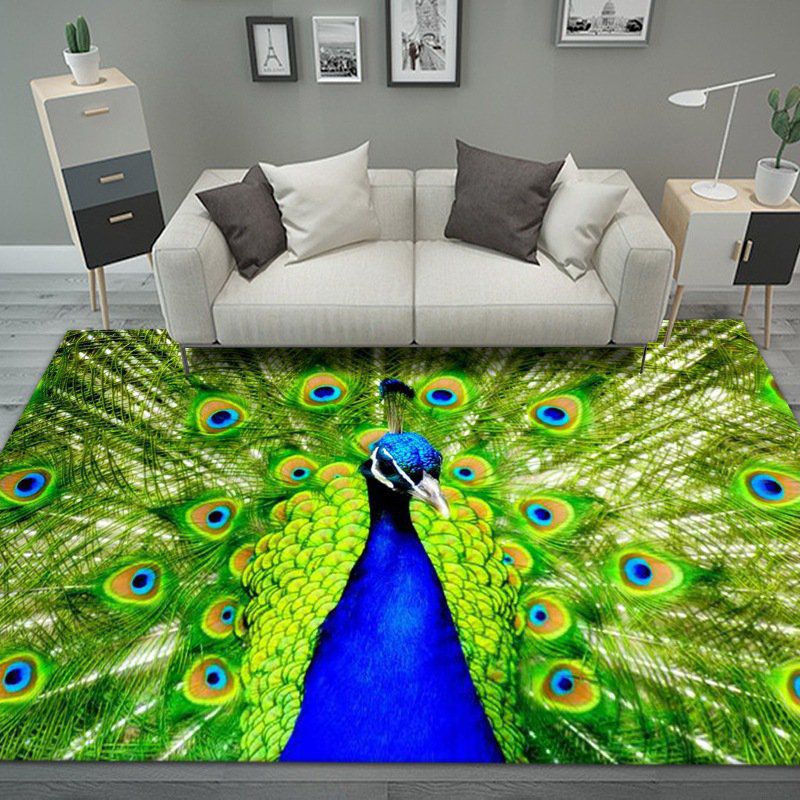 Multicolor Bedroom Carpet Bionic Animals Printed Area Rug Polyester with Non-Slip Backing Rug