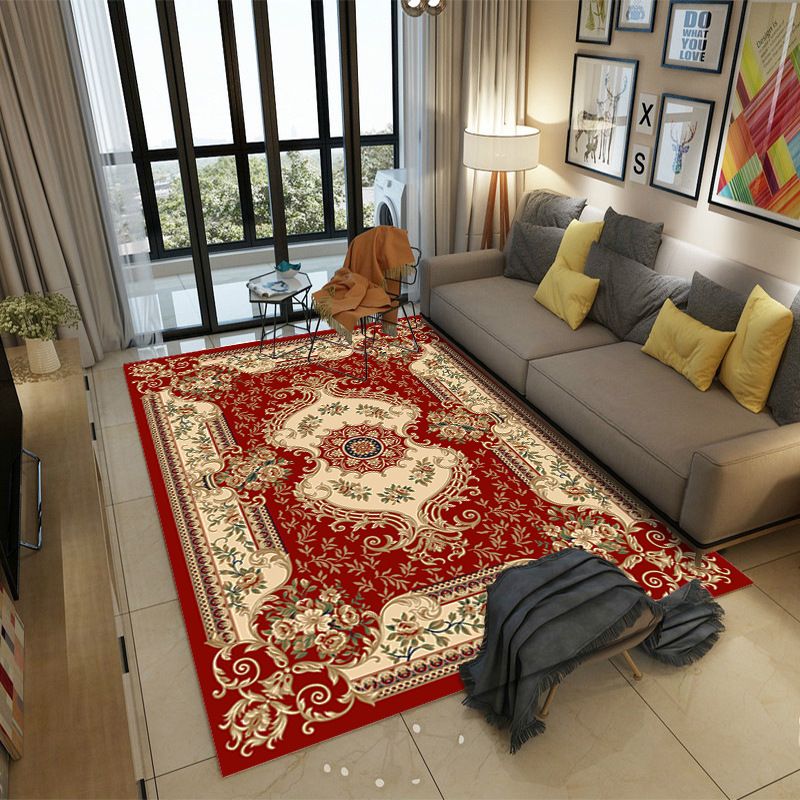 Schlafzimmer Teppich im marokkanischen Stil Multi-Farb-Blume-Druck Teppich Polyester Waschbare Haustierfreundliche Anti-Rutsch-Backing Teppich