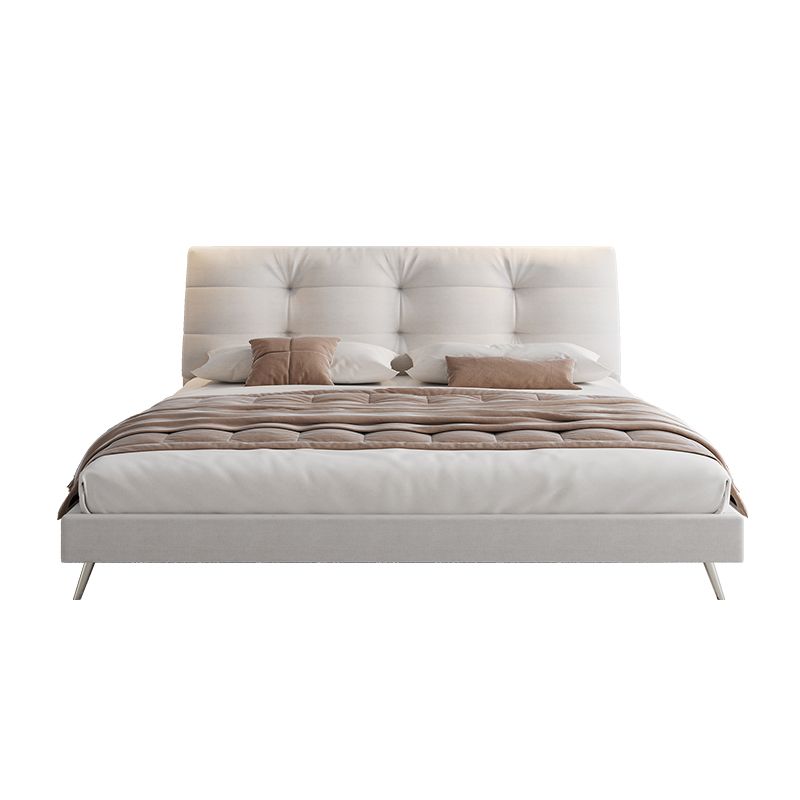 Glam Solid Color Rectangular Standard Bed Metal and Upholstered Bed Frame