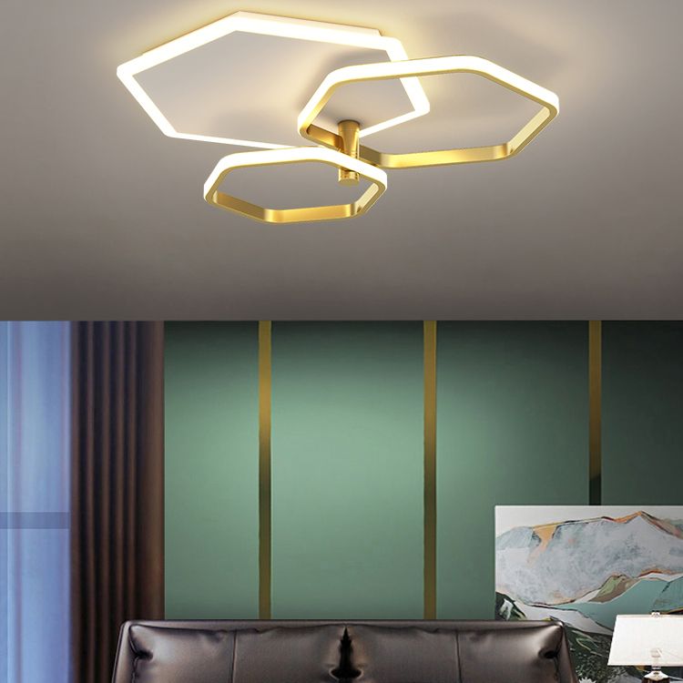 Metal Geometric Shape Flush Ceiling Light Modern 3 Lights Flush Ceiling Light Fixtures