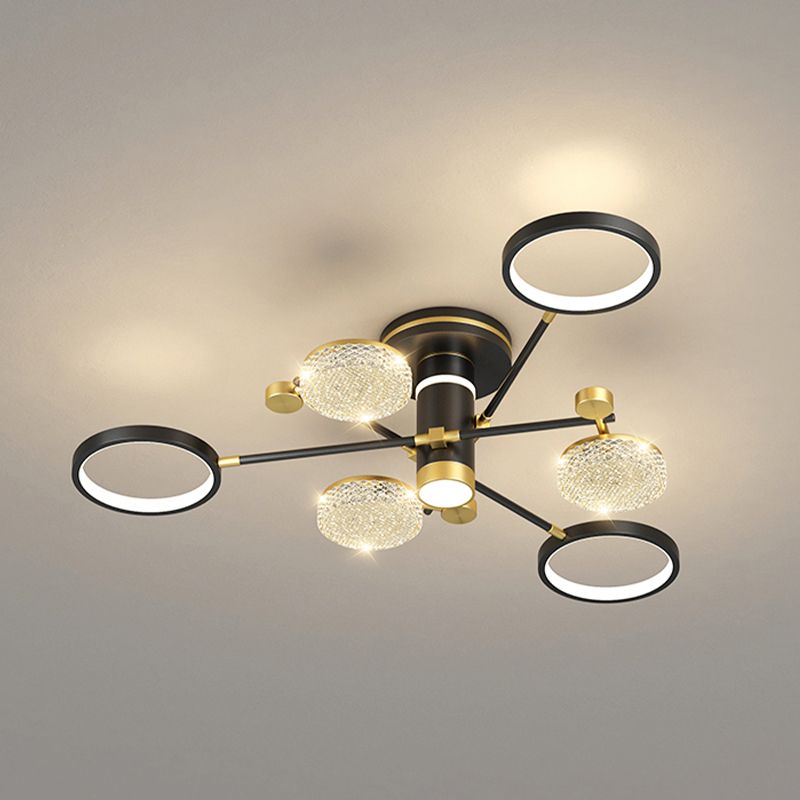 Lampadario da soffitto a semi-incasso Sputnik in stile moderno, lampadario a semi-incasso in metallo a più luci