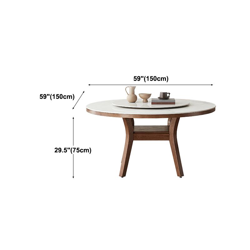 Modern Dining Round Table Dining Sintered Stone Table for Restaurant with Wood Legs